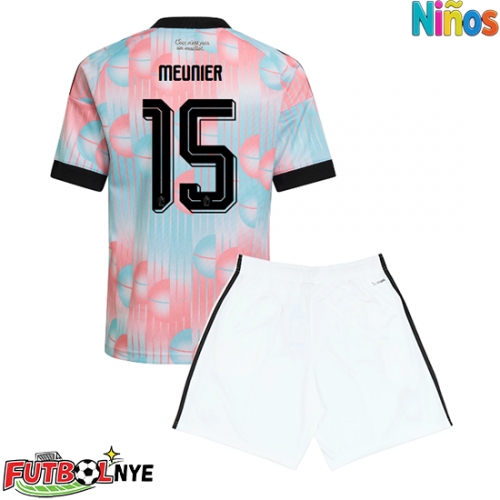 Camiseta Bélgica Thomas Meunier #15 Visitante Equipación para niños Mundial 2026 manga corta (+ pantalones cortos)